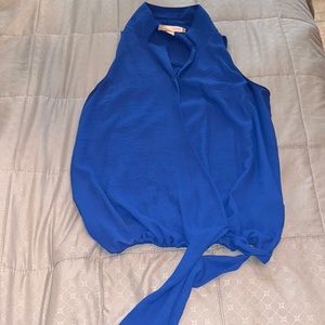 Forever 21 Front Tie Blue Blouse